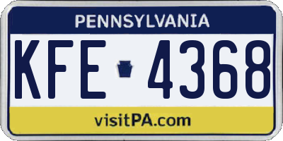 PA license plate KFE4368