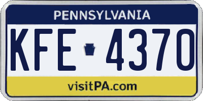 PA license plate KFE4370