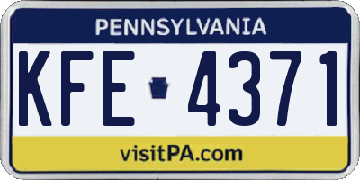 PA license plate KFE4371