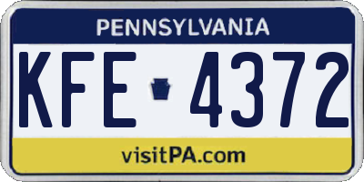 PA license plate KFE4372