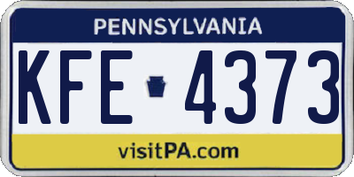 PA license plate KFE4373