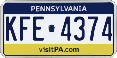 PA license plate KFE4374