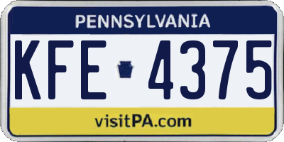 PA license plate KFE4375