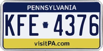 PA license plate KFE4376
