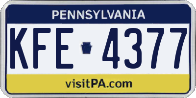 PA license plate KFE4377