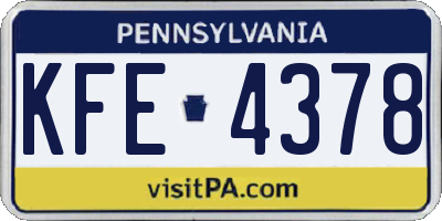 PA license plate KFE4378