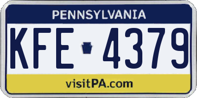 PA license plate KFE4379