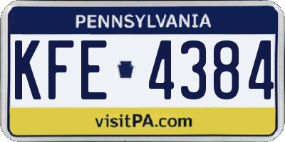 PA license plate KFE4384