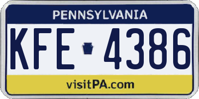 PA license plate KFE4386