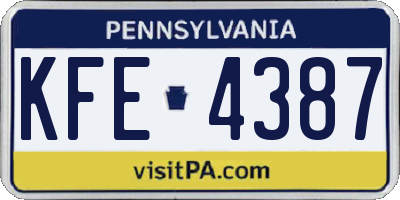 PA license plate KFE4387