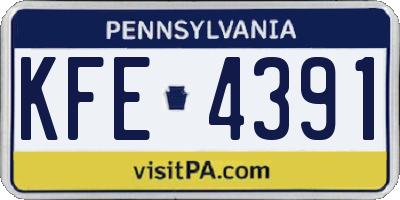PA license plate KFE4391