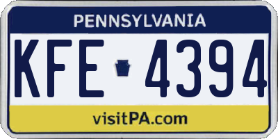 PA license plate KFE4394