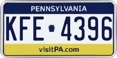 PA license plate KFE4396