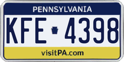PA license plate KFE4398