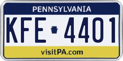 PA license plate KFE4401