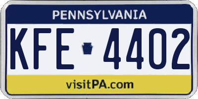 PA license plate KFE4402