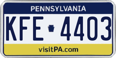PA license plate KFE4403