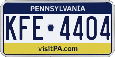 PA license plate KFE4404