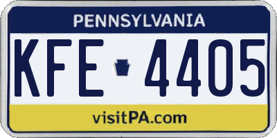 PA license plate KFE4405