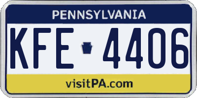 PA license plate KFE4406
