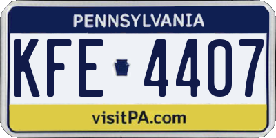 PA license plate KFE4407