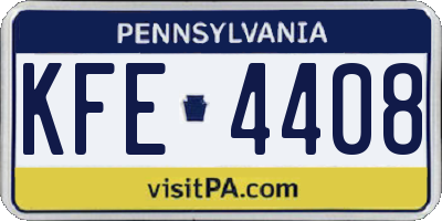 PA license plate KFE4408