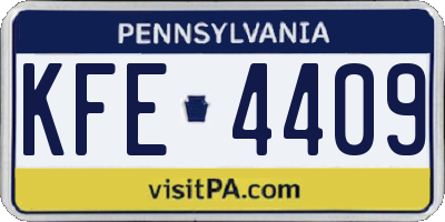 PA license plate KFE4409