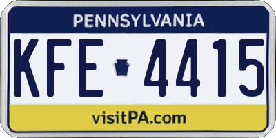 PA license plate KFE4415