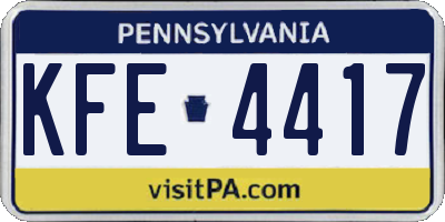 PA license plate KFE4417