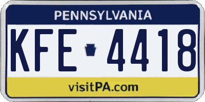 PA license plate KFE4418