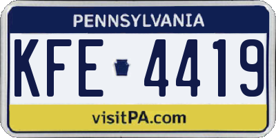 PA license plate KFE4419