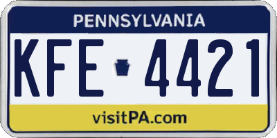 PA license plate KFE4421