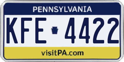 PA license plate KFE4422