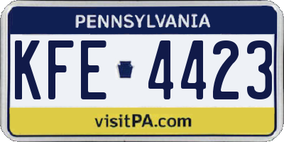 PA license plate KFE4423
