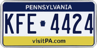 PA license plate KFE4424