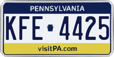 PA license plate KFE4425
