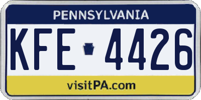 PA license plate KFE4426