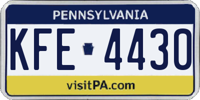 PA license plate KFE4430