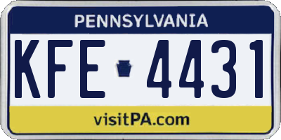 PA license plate KFE4431