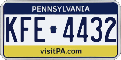 PA license plate KFE4432