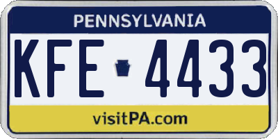 PA license plate KFE4433