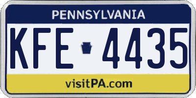 PA license plate KFE4435