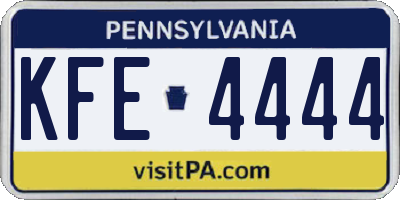 PA license plate KFE4444