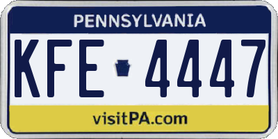 PA license plate KFE4447