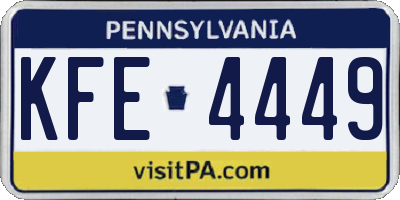 PA license plate KFE4449