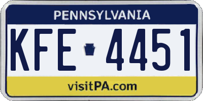 PA license plate KFE4451