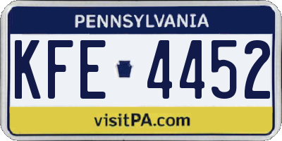 PA license plate KFE4452