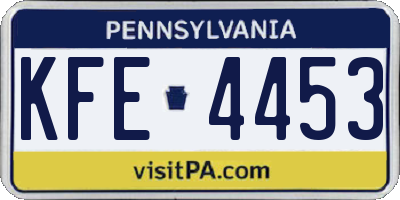 PA license plate KFE4453