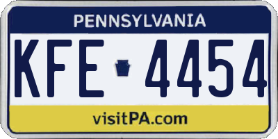 PA license plate KFE4454