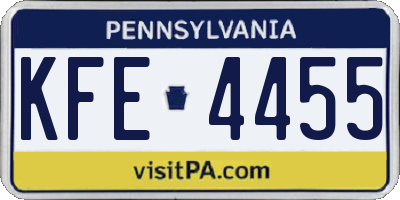PA license plate KFE4455